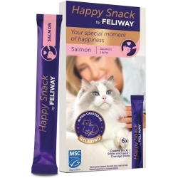 Feliway Happy Snack al Salmone - Snack cremoso per gatti 6 sticks