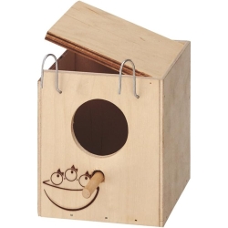 Nido Mini per Uccelli in Legno con Tettuccio Apribile per Canarini e Uccelli Esotici 11,5x12,5xh12 cm Foro da 4 cm
