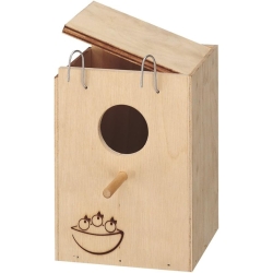 Nido Small per Uccelli in Legno con Tettuccio Apribile e Posatoio Integrato 13 x 12 x h 17 cm