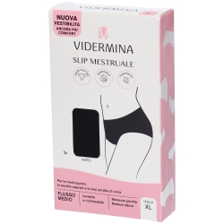 Vidermina Slip Mestruale Riutilizzabile Vita Alta Taglia XL Colore Nero