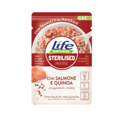 Natural sterilised mousse Salmone e Quinoa - Alimento completo per gatti sterilizzati 70 gr