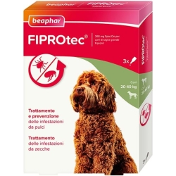 Fiprotec - Antiparassitario 3 Pipette Cane Taglia Grande 20-40 kg contro Pulci e Zecche