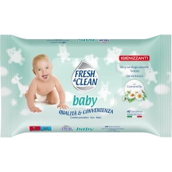 Fresh & Clean Baby - 48 Salviettine Igienizzanti con Camomilla Delicate per Pelli Sensibili