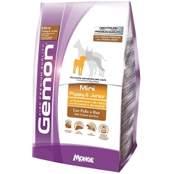 Gemon Mini Puppy e Junior Pollo e Riso - Alimento per cuccioli e cagne in gravidanza e allattamento 3 Kg