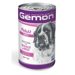 Gemon Adult Maxi Bocconi Maiale e Riso - Alimento completo per cani di taglia grande 1250 gr