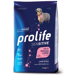 Prolife Sensitive Adult Agnello e Riso - Alimento completo per cani adulti sensibili di media e grossa taglia 2,5 Kg