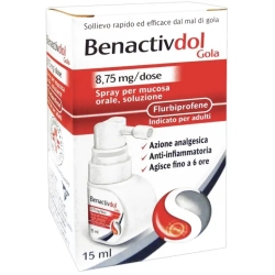 Benactivdol Gola 8,75 mg - Spray per Irritazioni e Infiammazioni del Cavo Orofaringo 15ml