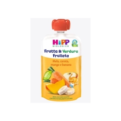 Hipp Frutta e Verdura Frullata - con mela, carota, mango e banana, biologico e senza zuccheri aggiunti 90 gr