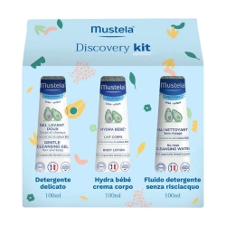 Mustela Discovery Kit -1 Detergente delicato 100 ml + 1 Fluido detergente 100 ml + 1 Hydra Bebe Corpo 100 ml