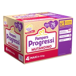 PAMPERS Progressi Mutandino - 76 Pannolini a Mutandina Taglia 4 Maxi (8-15 kg)
