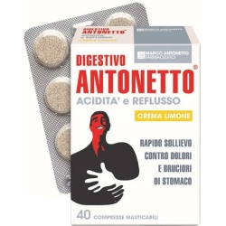 Digestivo Antonetto - Acidità e Reflusso Gusto limone 40 compresse