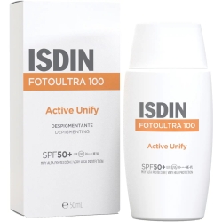 Isdin Crema Solare Viso 50+ SPF Fotoprotettore Fotoultra 100 Depigmentante  Active Unify Protezione Molto Alta 50 ml