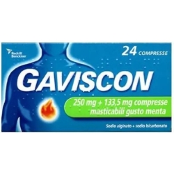 Gaviscon 250 mg più 133,5 mg Gusto Menta - 24 Compresse Masticabili (Confezione Danneggiata)