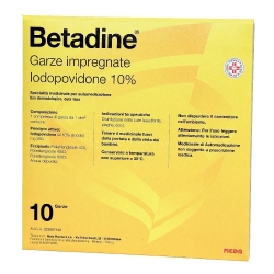 betadine - disinfezione della cute lesa 10 garze impregnate 10x10 cm