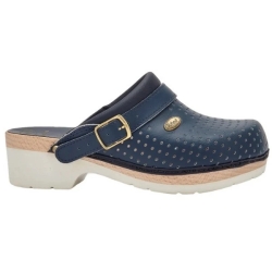 Scholl Clog Supercomfort - Zoccolo Professionale Con Plantare Anatomico In Legno Di Faggio, Taglia 37 Blu Navy