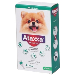 Ataxxa - 4 Pipette Soluzione Spot-On per Cani fino a 4 kg contro Pulci e Zecche