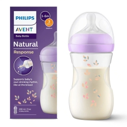 Avent Natural Response 3-6 M - Biberon flusso medio 260 ml colori assortiti