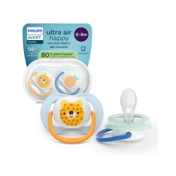 Avent Ultra Air Happy - 2 Succhietti in silicone 0-6M Fantasie assortite