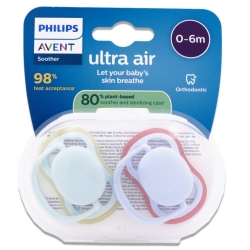 Avent Ultra Air - 2 Succhietti in silicone 0-6M Fantasie assortite