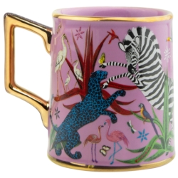 Jungle Rosa - Tazza in ceramica pregiata decorata a mano