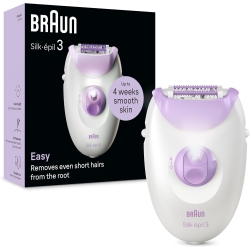 Braun Silk-épil 3 3-000 - Epilatore con 20 pinzette Microgrip, Viola e Bianco
