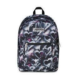 Freethink Jet Black - Zaino Scuola con Doppio Scomparto Porta PC Tablet Tasca Borraccia Ergonomico 34 Litri