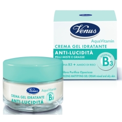 VENUS Aqua Vitamin - Crema Gel Idratante Antilucidità con Vitamina B3 50 ml