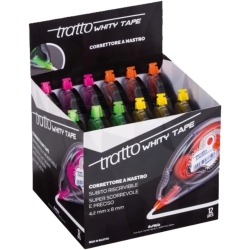 Tratto Whity Tape - 12 Correttori a Nastro colori assortiti