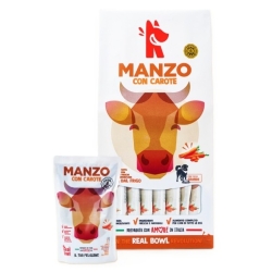 Manzo con Carote - Alimento completo per cani di tutte le taglie 14 bustine da 700 gr