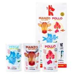 Grain free MIX Manzo Pollo Pesce - 14 Bustine da 700 gr Alimento completo per cani