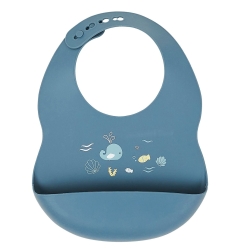 Bavaglino in Silicone con Tasca Regolabile Lavabile Colore Blu