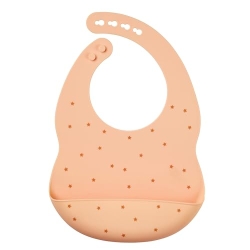 Bavaglino in Silicone con Tasca Regolabile Lavabile Colore Pesca