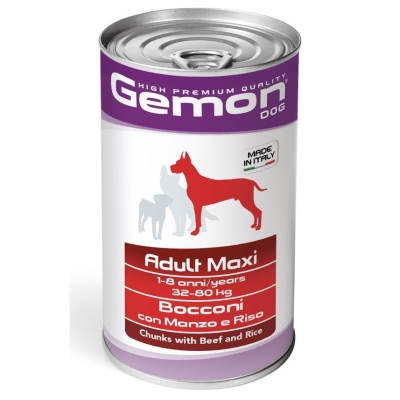 GEMON Adult Maxi Bocconi con Manzo e Riso - cibo umido per cani 1x1250 g