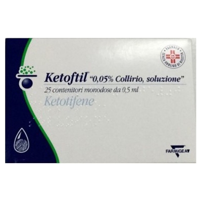 Ketoftil 0.05% - collirio trattamento congiuntivite allergica 25 da 0,5 ml (Confezione Ammaccata)