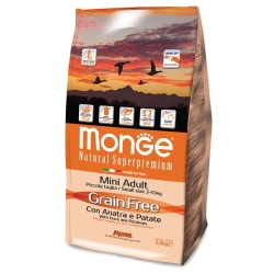 natural superpremium grain free adult mini con anatra e patate mangime cibo secco per cani 2,5 kg