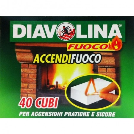 DIAVOLINA - Accendi Fuoco per Accensioni Pratiche e Sicure - 40 Cubi