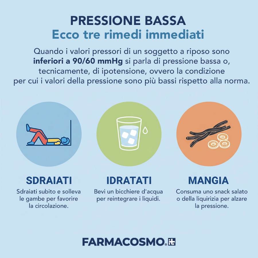 Pressione bassa: i 3 rimedi immediati come sdraiarsi con le gambe alzate e bere acqua.